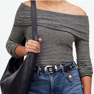 NWT Madewell Off-Shoulder Striped Sweater